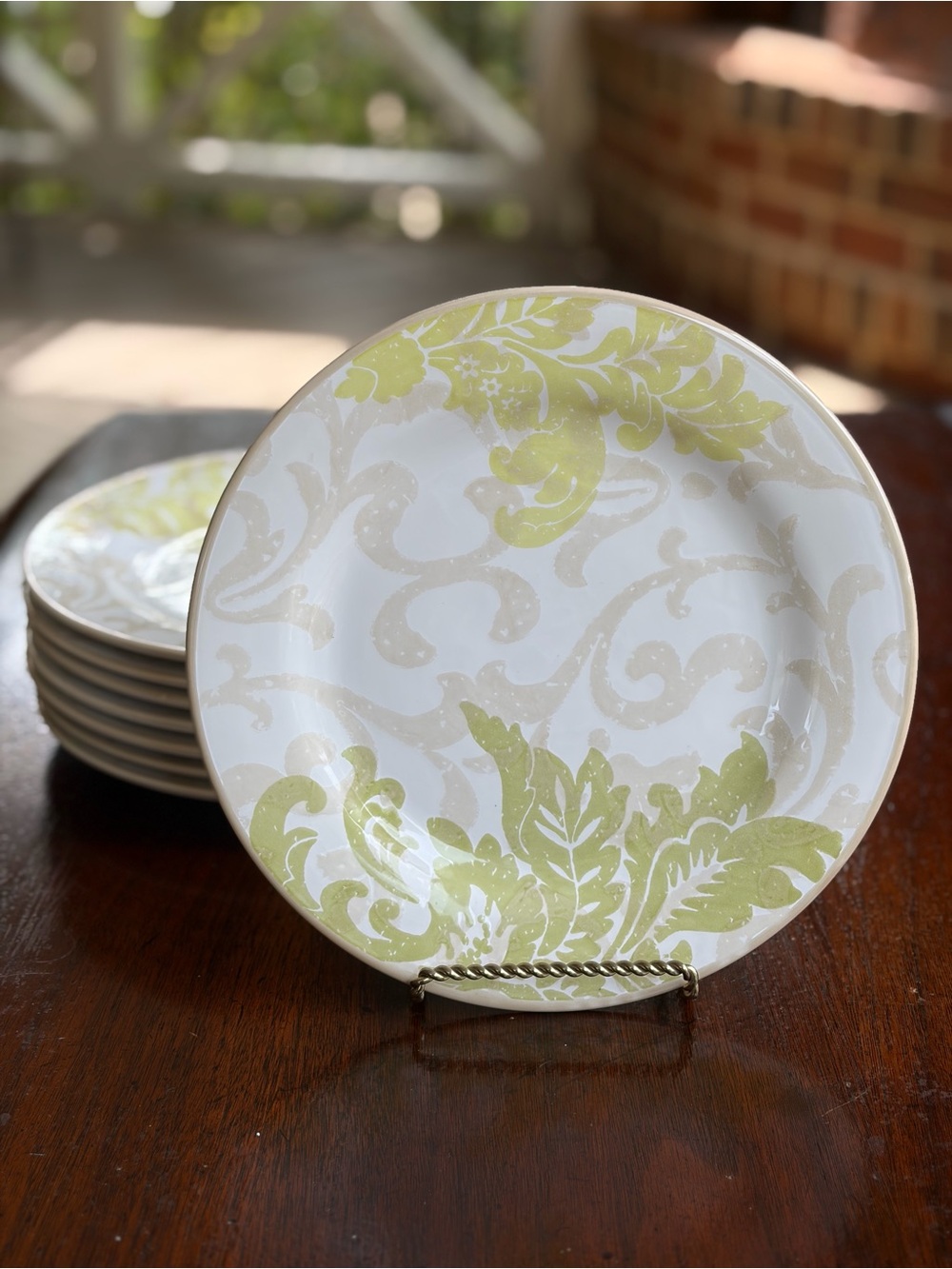 Noble Excellence Garden Scroll 8-3/4” Salad Luncheon Plates Set of 8 EUC